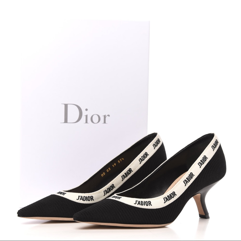 Dior Technical Canvas J'Adior Embroidered Black Heels Pumps
